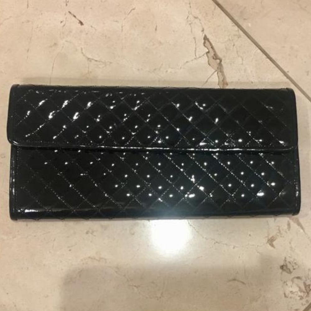 Saks Fifth Ave Black Leather Clutch